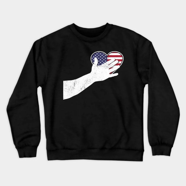 Hand On The Heart For Anthem US Flag Crewneck Sweatshirt by zeno27